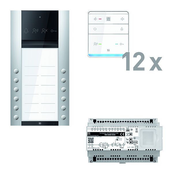 TCS Türkontrollsystem audio: pack PRO 12WE Außenstation ASA 12T AP 12x Freisprecher ISW6010 Steuergerät, PAAF122/007