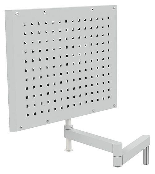 Bedrunka+Hirth Schwenkarm mit Loch- und Schlitzwand für Haken und Kleinteilekästen, Maße in mm (BxTxH): 600 x 40 x 500, 07.98.10