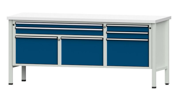 ANKE Werkbänke Kastenwerkbank, Modell 281 V, 2000 x 700 x 890 mm, RAL 7035/5010, KSP 40 mm, 304.521