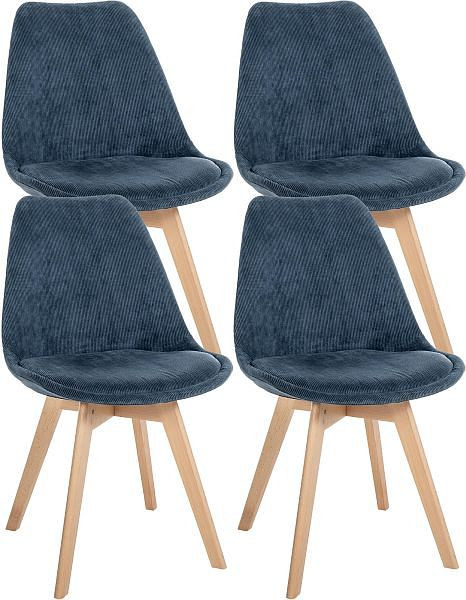 CLP 4er Set Stuhl Linares Cord, dunkelblau, 323772