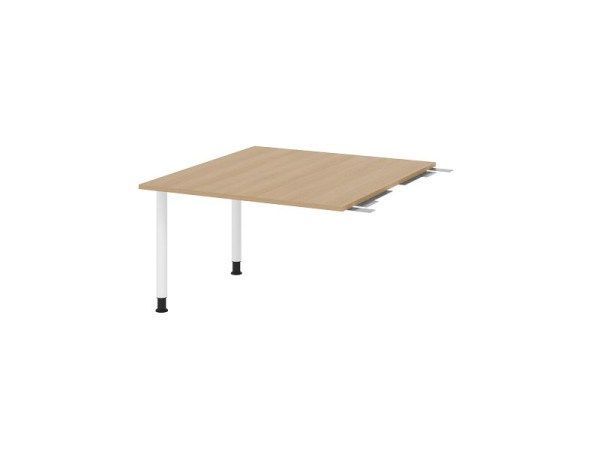 Hammerbacher Verkettungsplatte VKT, Farbe Tischplatte: Eiche, Platte: 1200 x 1300 x 25 mm, Rundrohr-Fuß Weiß, Arbeitshöhe: 720 - 740 mm, VKT12C/E/W