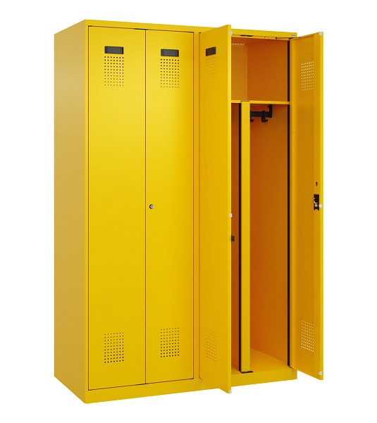 C+P PSA Schwarz-Weiß-Spind Evolo PLUS, 4 Abteile, 1850x1200x500mm, 1023/1023, Zylinderschloss, 049002-40P S10049