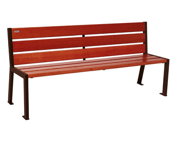 Procity Sitzbank Silaos 6 Holzlatten, 1800 mm, Ohne Armlehne, Holz & Stahl, Mahagoni/RAL 8017, 209602.8017.ACAJ