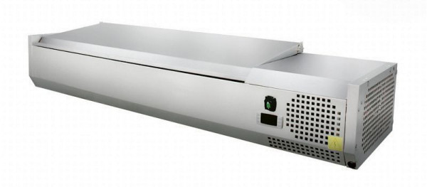 Skyrainbow Kühlaufsatzvitrine GN 1/4, 160 x 34 cm, Edelstahldeckel, THVD1600/330