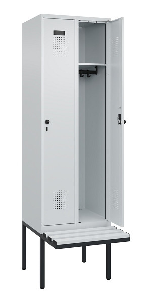 C+P Spind Evolo PLUS, 2 Abteil, 2120x600x815mm, 7035/7035, Drehriegel, Material Sitzfläche Kunststoff, 0490407-20 S10067