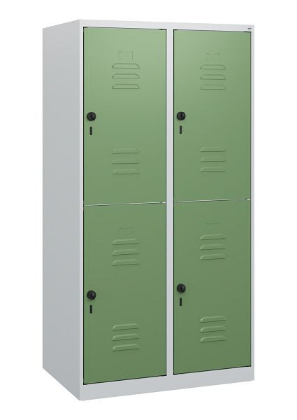 C+P Doppelstöckiger Spind Classic PLUS, 2 Abteile, 1530x800x500mm, 7035/6011, Drehriegel, 0803005-22 S10006