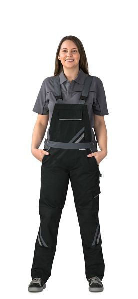 Planam Highline Damen Latzhose, schwarz/schiefer/zink, Größe 36, 2719036