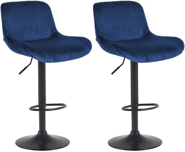 CLP Barhocker Solon Schwarz Samt, blau, VE: 2 Stück, 326603