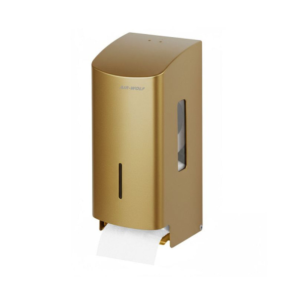 Air Wolf WC-Papierspender, messingfarben RAL 260M, frei befüllbar mit 2 Haushaltsrollen, 60-387