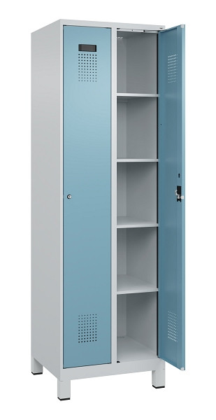 C+P Wäsche-Spind Evolo PLUS, mit Füßen, 2 Abteile, 1950x600x500mm, 7035/0010, Verschluss Zylinderschloss, Ablageböden 8, 049010-20B S10036