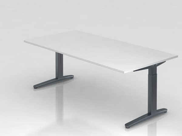 Hammerbacher Schreibtisch C-Fuß 200x100cm Weiß/Graphit, Rechteckform, VXB2E/W/GG