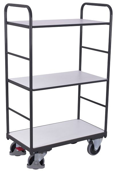 VARIOfit ESD Etagenwagen hoch, Außenmaße: 1.060 x 600 x 1.530 mm, RAL 7024 graphitgrau, Ladehöhen: 255 / 805 / 1.350 mm, sw-600.258