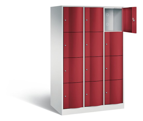 C+P XL-Schließfachschrank Resisto, H1950xB1148xT640mm, Farbe: Lichtgrau / Rubinrot, 8470-373 S10038