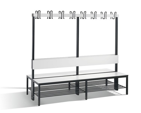 C+P Doppelseitige Garderobenbank mit Rückenlehne, Basic Plus, H1650xB1960xT760mm, 8062-210 S10000