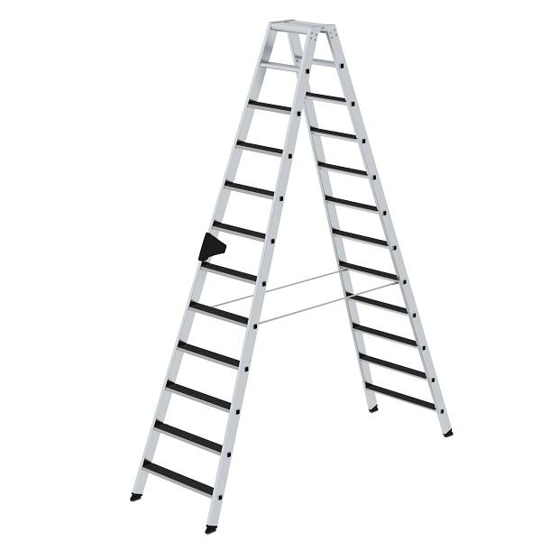 Munk Günzburger Steigtechnik Stufen-Stehleiter beidseitig begehbar mit clip-step R 13 2x12 Stufen, 041645