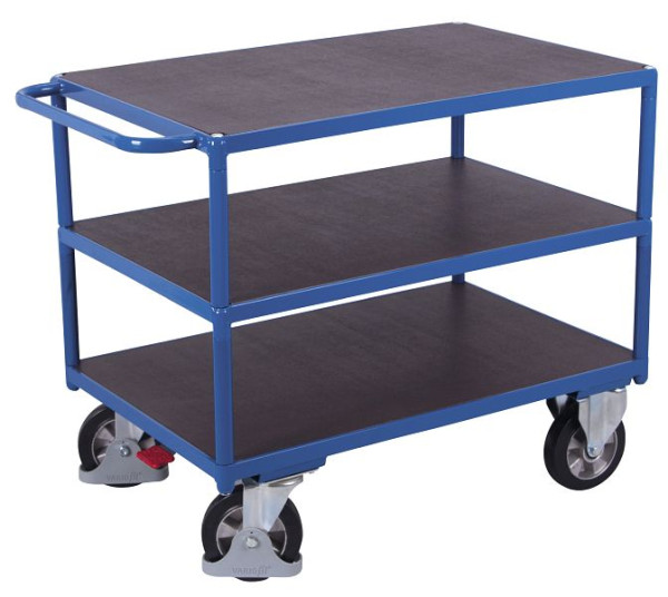 VARIOfit Schwerlast Tischwagen mit 3 Ladeflächen, Ladefläche: 1.995 x 800 mm, RAL 5010 enzianblau, sw-800.619