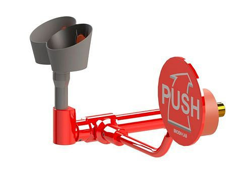 B-SAFETY Augendusche mit 2 Brauseköpfen 45°, rot, Schubrosette, Wandmontage Unterputz, DVGW, 306252
