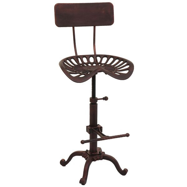 Mendler Barhocker HWC-N26, Barstuhl Tresenhocker, höhenverstellbar drehbar Fußablage Industrial Metall, kupferfarben, 105974