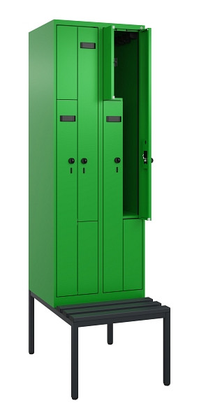 C+P Z-Spind Evolo PLUS, Bank, 4 Fächer, 2120x600x815mm, 6037/6037, Drehriegel, Sitzfläche Kunststoff, Sitzbank, 0490537-204 S10087