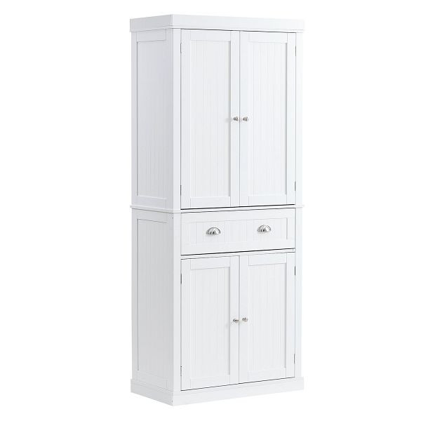 VEVOR 183 cm Vorratsschrank für die Küche, Hauswirtschaftsschränke mit Türen, Schublade & 3 Verstellbaren Regalen, Weiß, MZDKCTCJJ16D9CJGRV0
