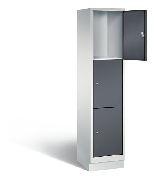 C+P Schließfachschrank Evolo, H1800xB420xT500mm, Farbe: Lichtgrau / Schwarzgrau, 48020-123 S10074