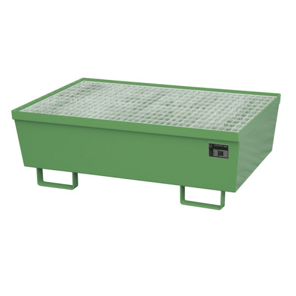 STEIN HGS Auffangwanne AM, für 200l Fässer, stapelbar, 225 Liter, RAL 6011 resedagrün, Gesamthöhe 415 mm, lackiert, 2 x 200 Liter Fass, 79183.0010