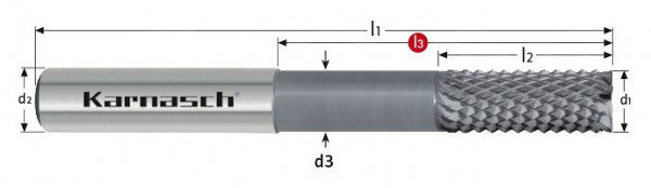 Karnasch VHM-Schruppfräser, HSC Graphit d= 8,0 / L1= 63 / L3= ohne / DCA 06, 3065910800063