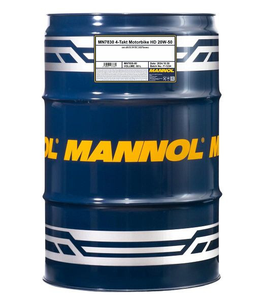 MANNOL Motoröl 7830 4-Takt Motorbike 20W-50 HD, VE: 60 l, MN7830-60