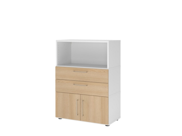 Hammerbacher Kombischrank, 3OH, weiß/eiche, VFW38K1KG/W/E/BS