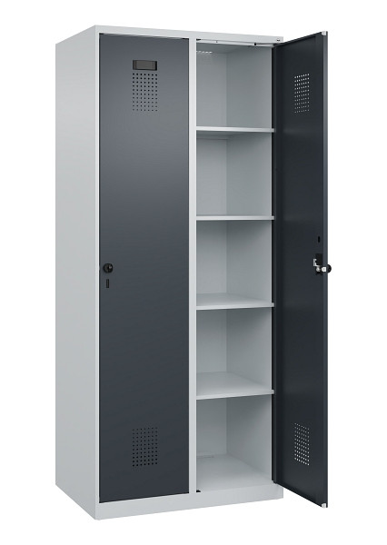 C+P Wäsche-Spind Evolo PLUS, 2 Abteile, 1850x800x500mm, 7035/7016, Verschluss Drehriegel, Ablageböden 8, 049000-22B S10012
