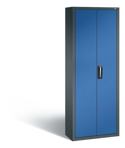 C+P Magazinschrank Serie 13, H1980xB700xT300mm, Farbe: Anthrazitgrau / Enzianblau, Muldengriff, 133113A21 S10017