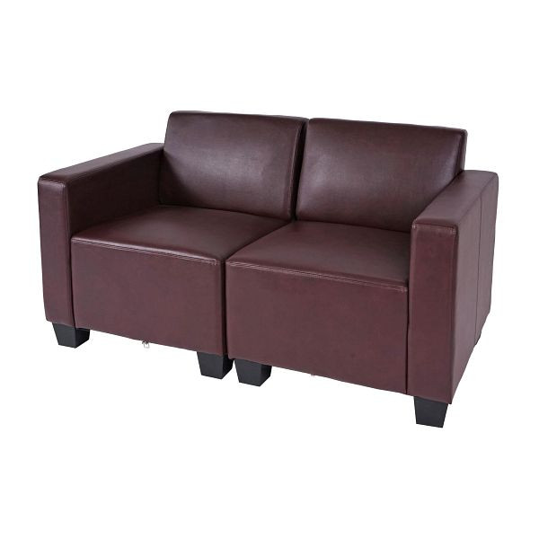 Mendler Modular 2-Sitzer Sofa Couch Lyon, Kunstleder, rot-braun, 75175+75176