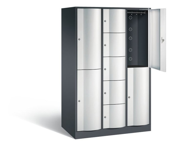 C+P Kombi-Schließfachschrank Resisto, H1950xB1148xT640mm, Farbe: Schwarzgrau / Lichtgrau, 8070-3730 S10009