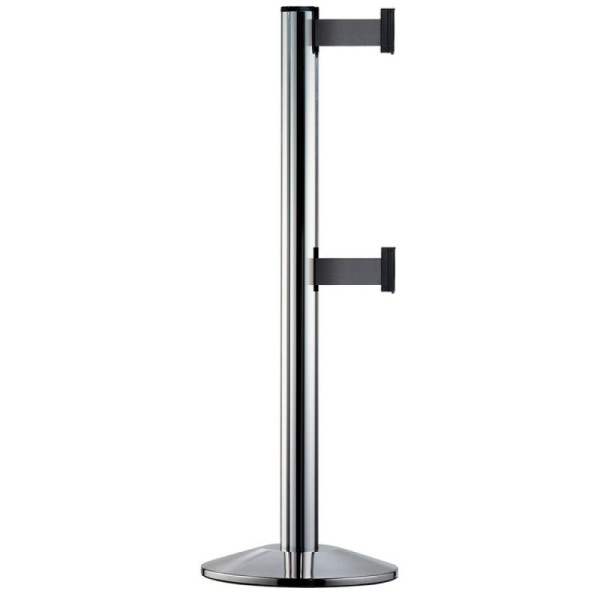 Stein HGS Personenleitsysteme -Beltrac Classic Double-, mobil, chrom gebürstet, dunkelblau, mit Magnet-Gurtendstücken, 11253-sa504