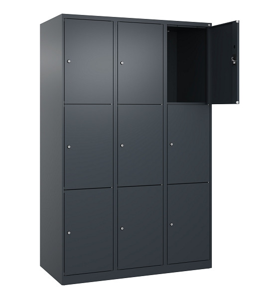 C+P Schließfachschrank Evolo PLUS, 9 Fächer, 1850x1200x500mm, 7016/7016, 049000-323 S10016