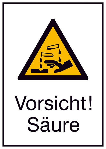 SafetyMarking Warn-Kombischild, Vorsicht! Säure, BxH 13,1x18,5 cm, Folie, selbstklebend, 21.A8130