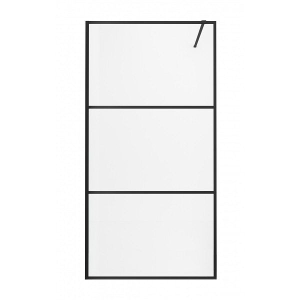 Sanotechnik Fixglas 90x195cm mit 3 teiligem Rahmen schwarz, AC90B