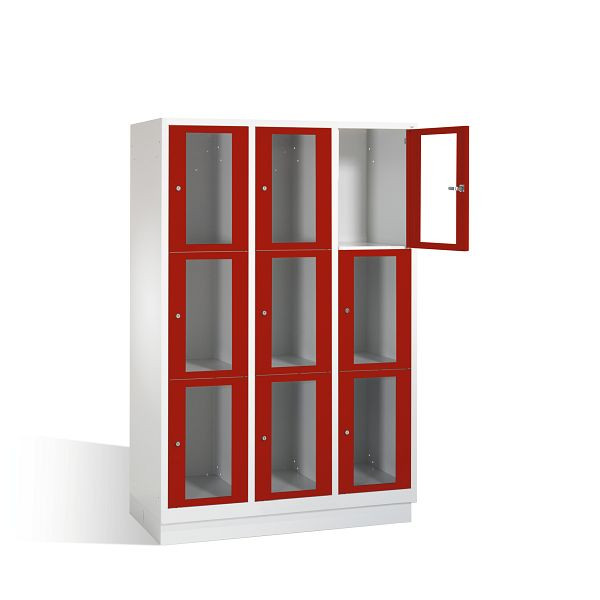 C+P Schließfachschrank Classic, H1800xB1200xT500mm, Farbe: Lichtgrau / Rubinrot, 8020A323 S10001