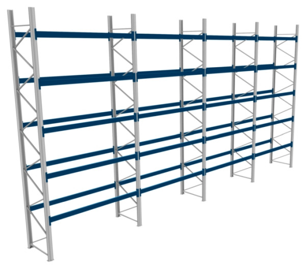 BITO Palettenregal P4 6005x1100x11400 Komplettregal, 5E, 800 RAL5010 U, 56484