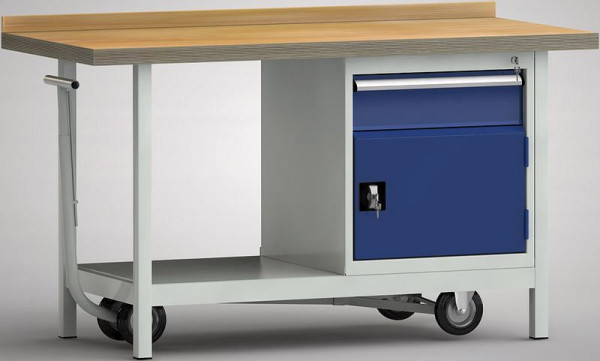 KLW Fahrbare Standard-Werkbank 1500 mm lang, rechts 150EA/Türe 350 mm, WS713N-1500M40-E1681