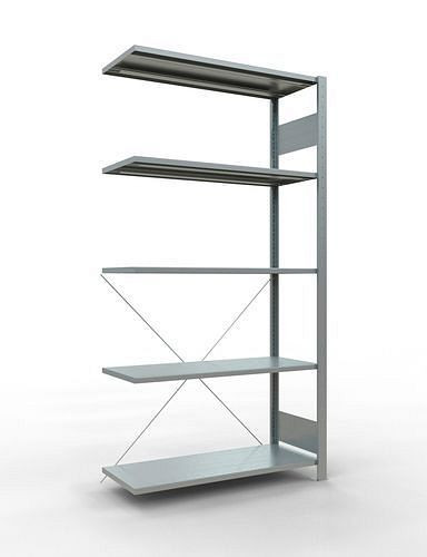Schulte Fachbodenregal, Anbaufeld, 5 Lagerebenen, Kreuzstrebe, Fachlast 150 kg, 1006 x 436 x 2000 mm, 278692