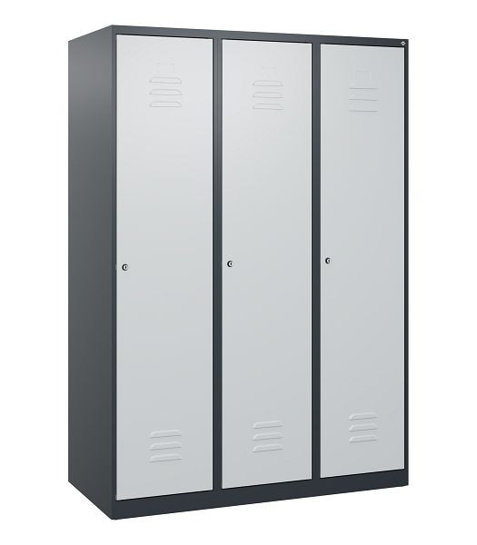 C+P Umkleidespind Classic PLUS mit Mitteltrennwand, 3 Abteile, 1700x1200x500mm, 7016/7035, Zylinderschlösser, 0800007-32F S10024