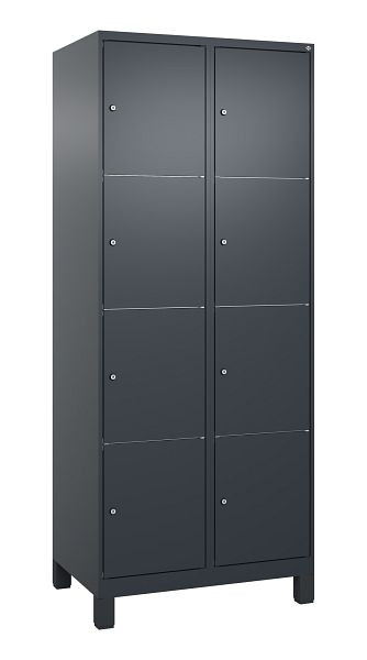 C+P Schließfachschrank Classic PLUS, Füße, 2 Abteile mit je 4 Fächern, 1950x800x500mm, 7016/7016, 080010-224 S10015