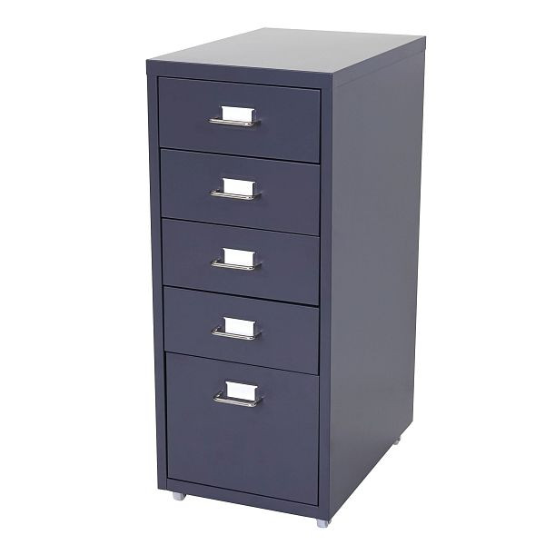 Mendler Rollcontainer Boston T851, Schubladenschrank Stahlschrank, 69x28x41cm 5 Schubladen, dunkelgrau, 55297