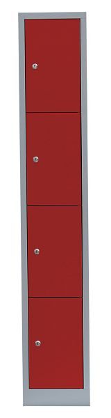 Lüllmann Stahl-Fächerschrank, 1800 x 315 x 500 mm, Lichtgrau/Feuerrot, 520414