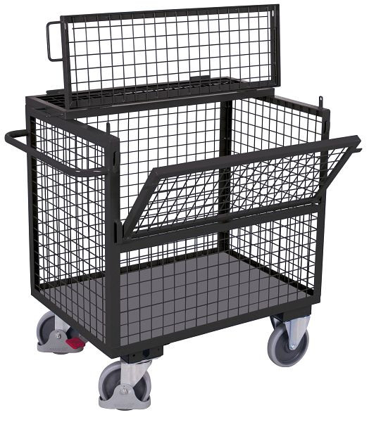 VARIOfit Drahtkastenwagen mit Deckel fest verschweißt, Ladefläche: 975 x 680 mm, RAL 7016 anthrazitgrau, sw-700.405/AG