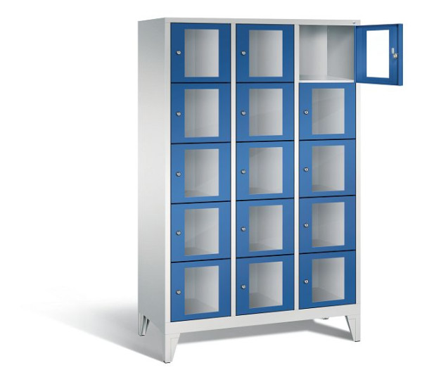 C+P Schließfachschrank Classic, H1850xB1200xT500mm, Farbe: Lichtgrau / Enzianblau, 8010A325 S10002