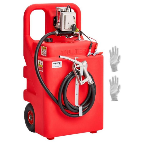 VEVOR Kraftstofftrolley 121L, Kanister mit 12V DC Pumpe, 3,9m Schlauch & Alu-Zapfpistole, für Boote & Geländefahrzeuge, SLJYCDDBCYQYAKPWS001V9