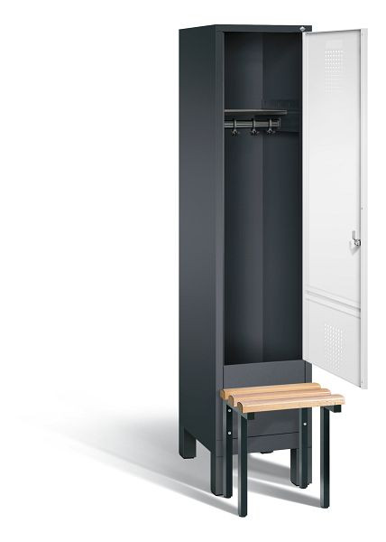 C+P Garderobenschrank Evolo, H1850xB420xT815mm, Farbe: Schwarzgrau / Verkehrsweiß, 48030-12 S10089