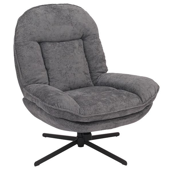 Mendler Relaxsessel HWC-P32, Fernsehsessel Nosagfederung Polstersessel, drehbar Metall Stoff/Textil Chenille (370 g/m²), grau, 118703